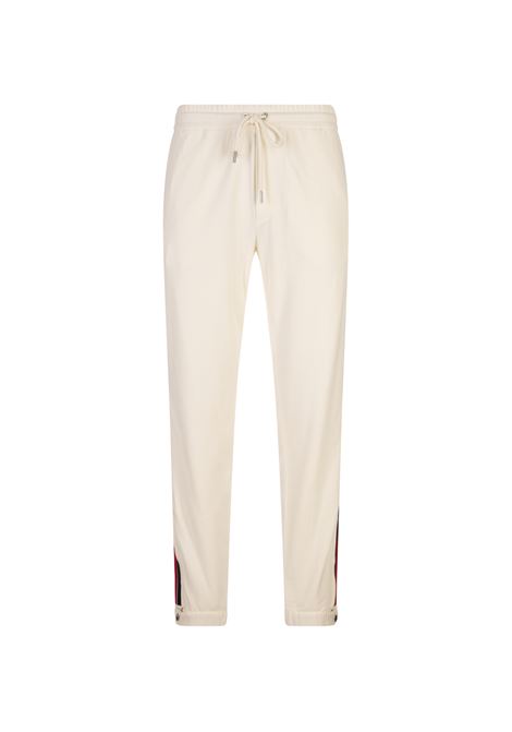 Joggers Bianchi Con Bande Laterali e Patch Logo MONCLER | 091-8H00014 89AWU034